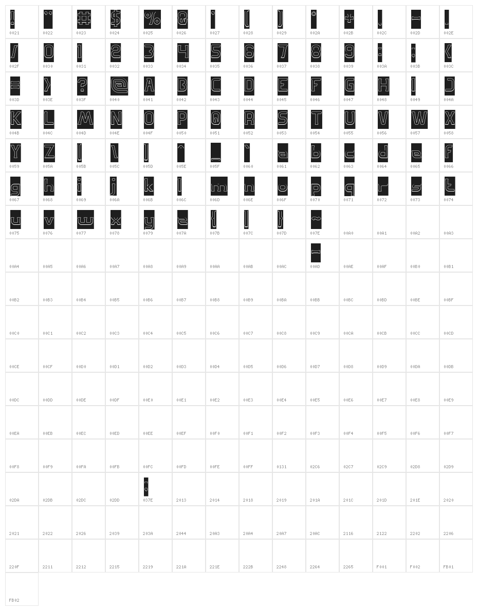 GREAT ADVENTURE-Hollow-Inverse Character Map
