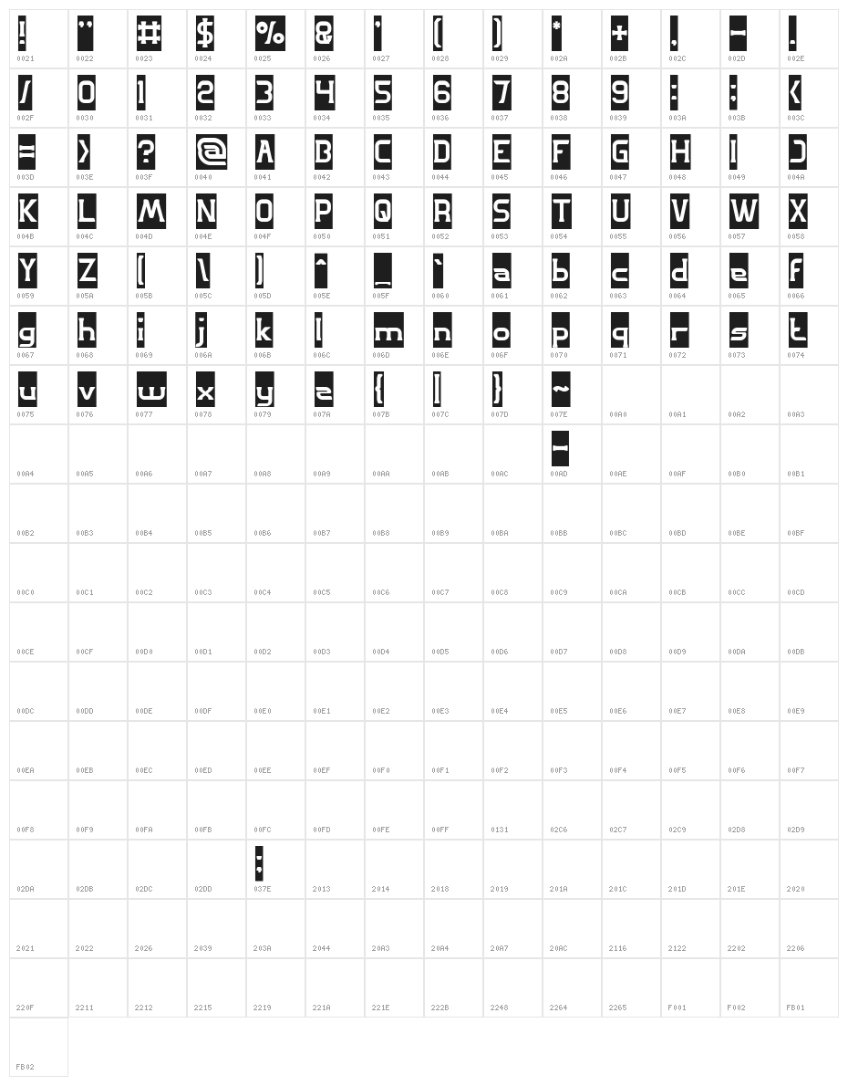 GREAT ADVENTURE-Inverse Character Map