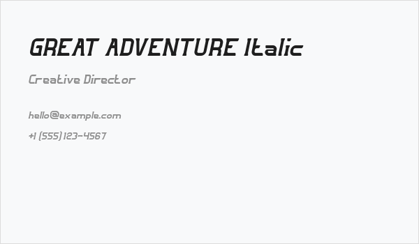 GREAT ADVENTURE Italic Business Card