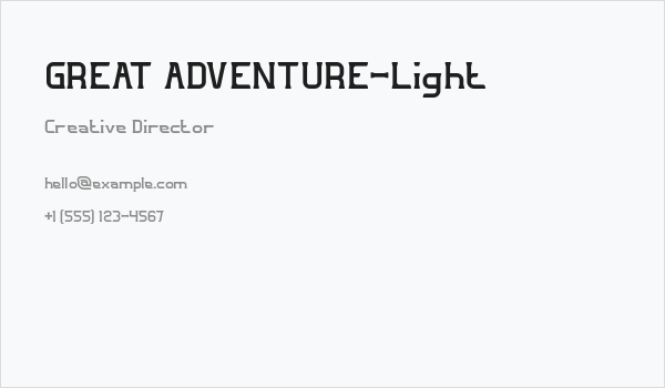 GREAT ADVENTURE-Light Business Card