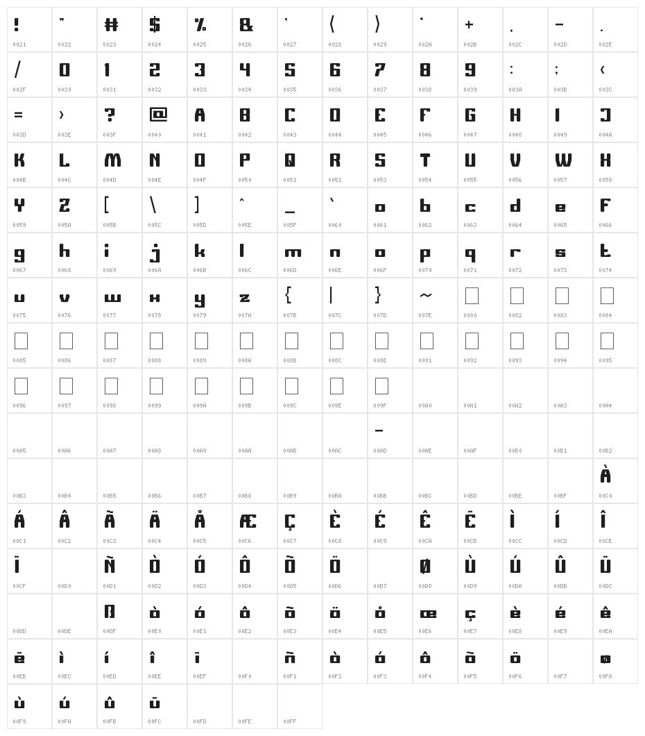 GREAT HEART Character Map