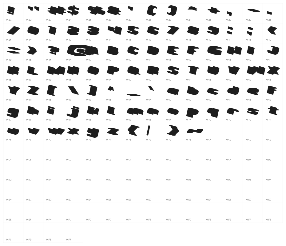 GREATEST VIEW Italic Character Map
