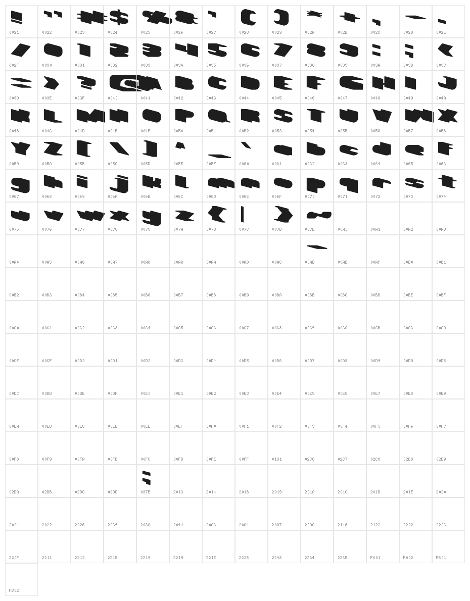 GREATEST VIEW-light Character Map