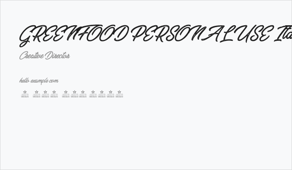 GREENFOOD PERSONAL USE Italic Business Card