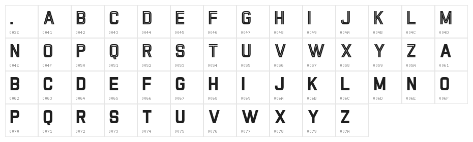 GRIDIRON Regular Character Map