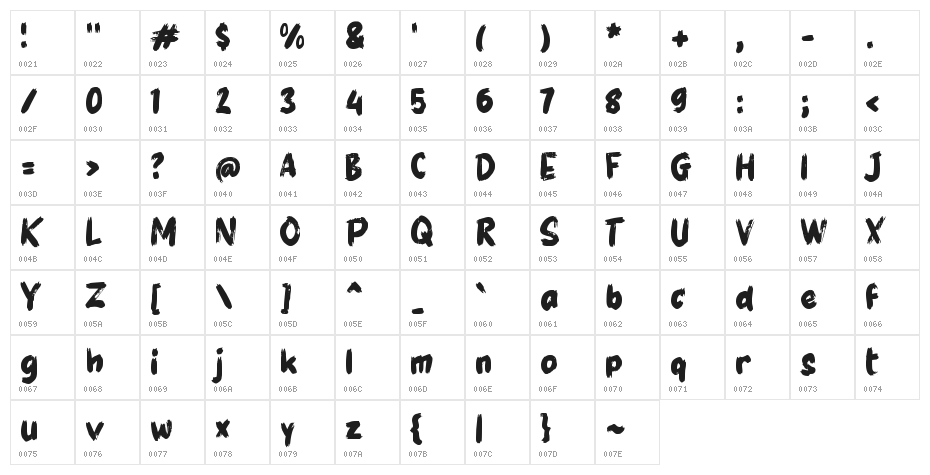 GRILLIN Character Map