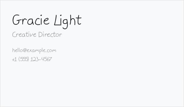 Gracie Light Business Card