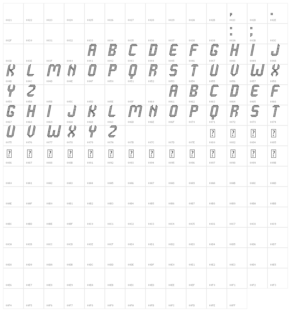 Grafeno St Italic Character Map