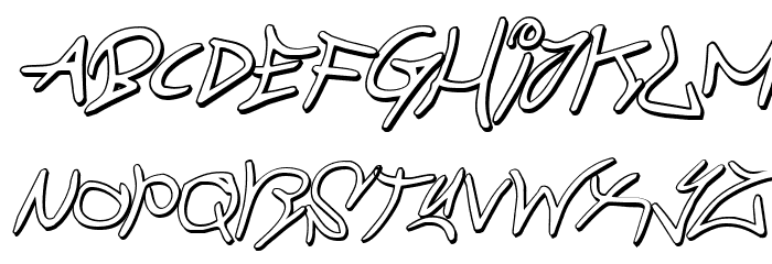 Graffiti Street 3D Italic Schriftart Kleinbuchstaben