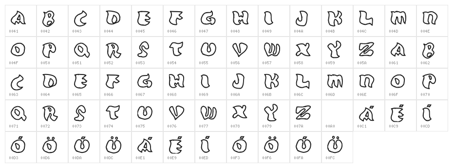 Grafooutline Regular Character Map