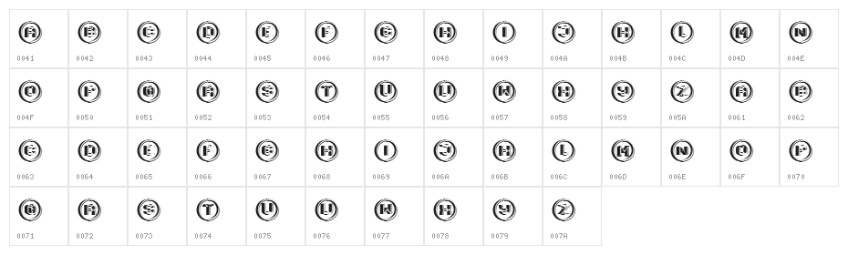 Granary Capitals Regular Character Map