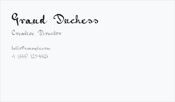 Grand Duchess Business Card