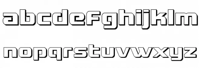 Grand National 3D Schriftart Kleinbuchstaben