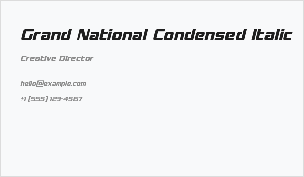 Grand National Condensed Italic Business Card
