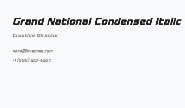 Grand National Condensed Italic Business Card