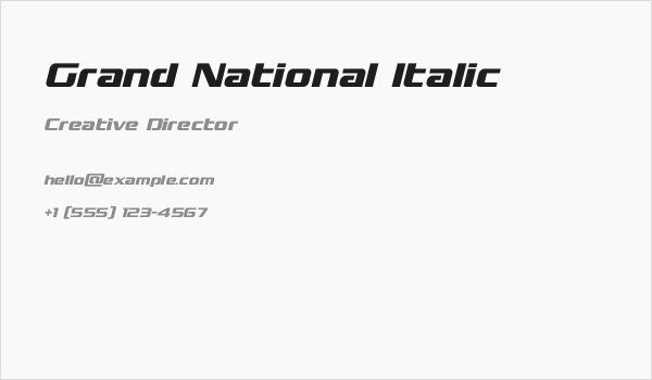 Grand National Italic Business Card