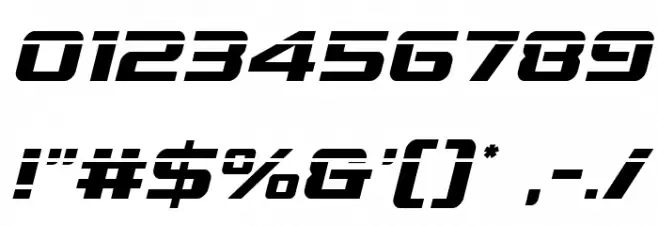 Grand National Laser Italic Font OTHER CHARS