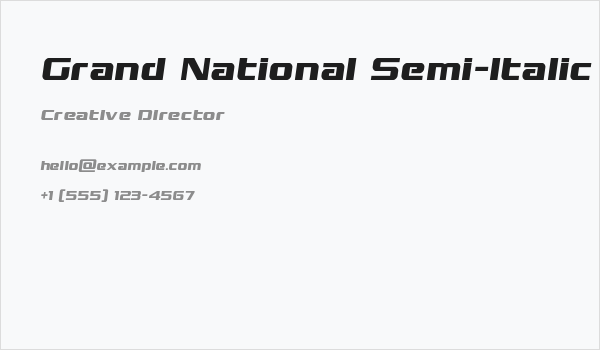 Grand National Semi-Italic Business Card