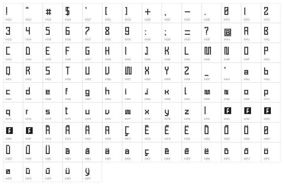 Grand Quatre Regular Character Map