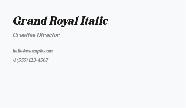 Grand Royal Italic Business Card
