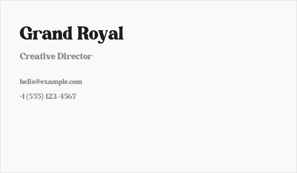 Grand Royal Business Card