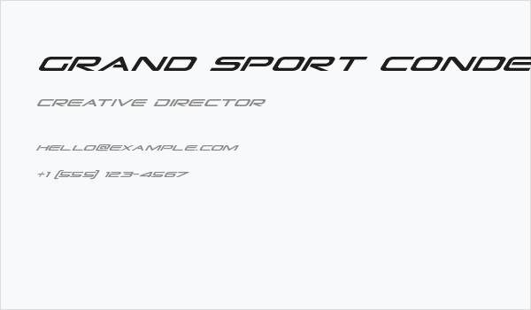 Grand Sport Condensed Italic Business Card