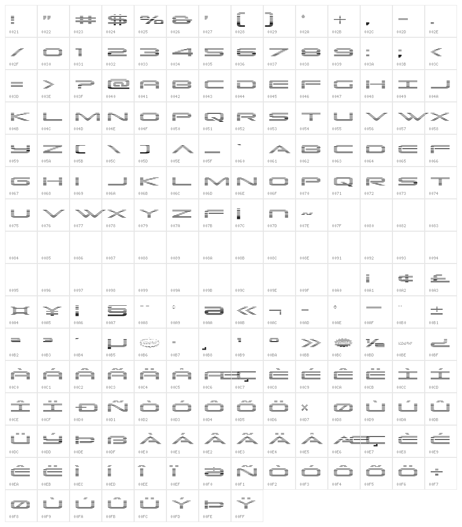 Grand Sport Gradient Character Map