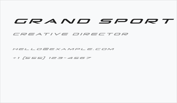 Grand Sport Title Italic Business Card