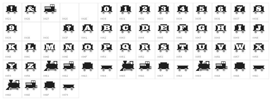 GrandFunkRR Character Map