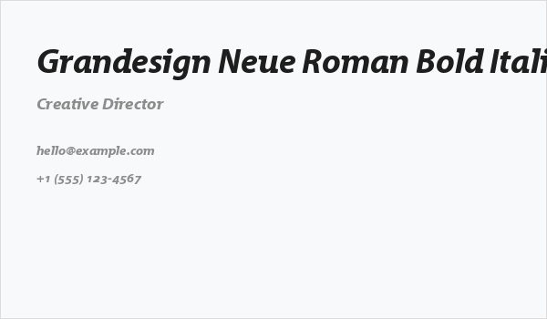 Grandesign Neue Roman Bold Italic Business Card