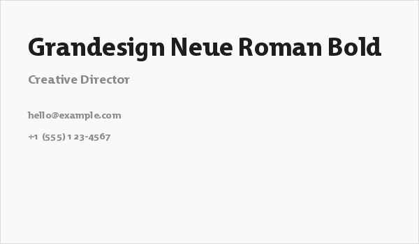 Grandesign Neue Roman Bold Business Card