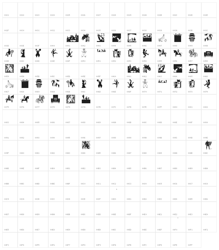 GrandfathersDesigns Character Map