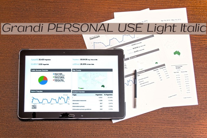 Grandi PERSONAL USE Light Italic Font examples