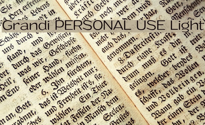 Grandi PERSONAL USE Light Font examples