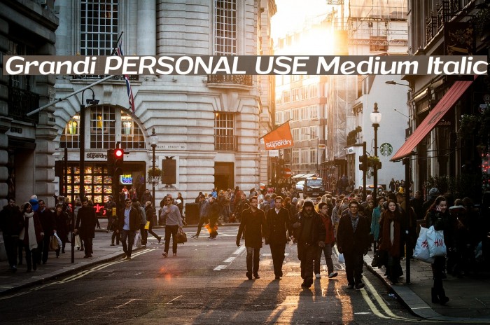 Grandi PERSONAL USE Medium Italic Font examples