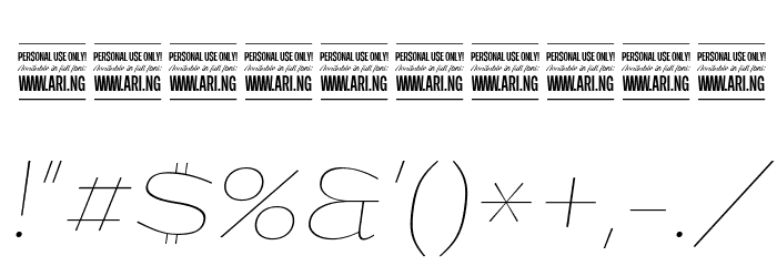 Grandi PERSONAL USE Thin Italic Font OTHER CHARS