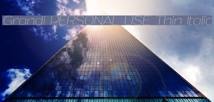 Grandi PERSONAL USE Thin Italic Font examples
