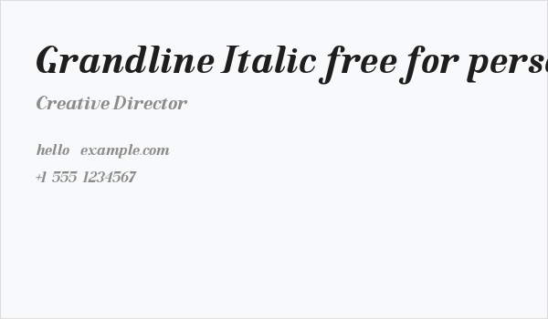 Grandline Italic free for perso Italic Business Card