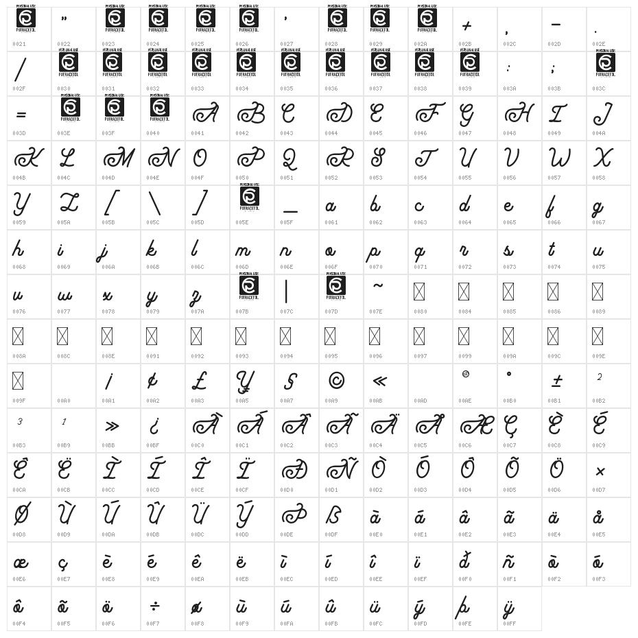 Grandmora Character Map