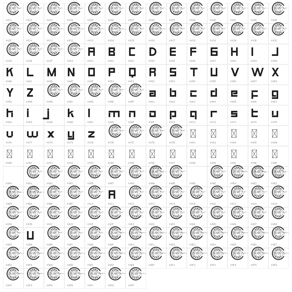 Grandness Demo Character Map
