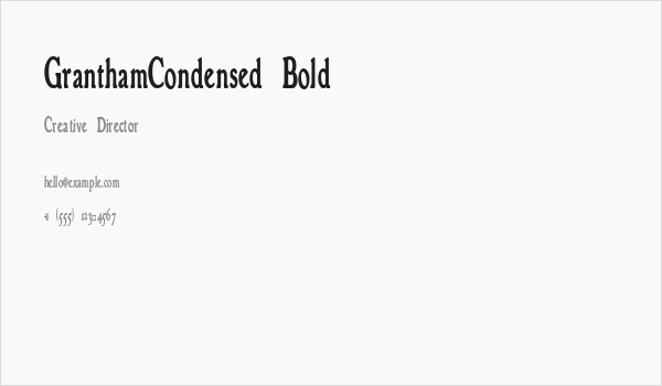 GranthamCondensed Bold Business Card