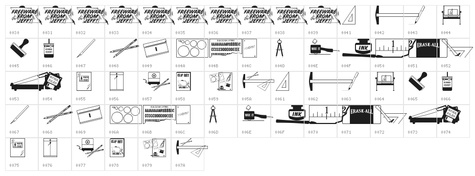 Graphic Arts JL Character Map