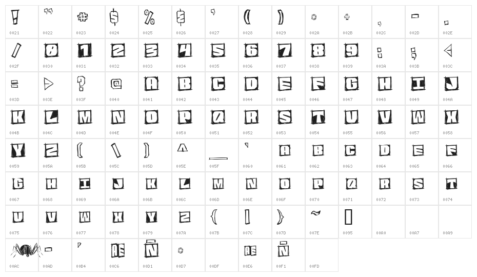 GraphicAttitude Mono Character Map