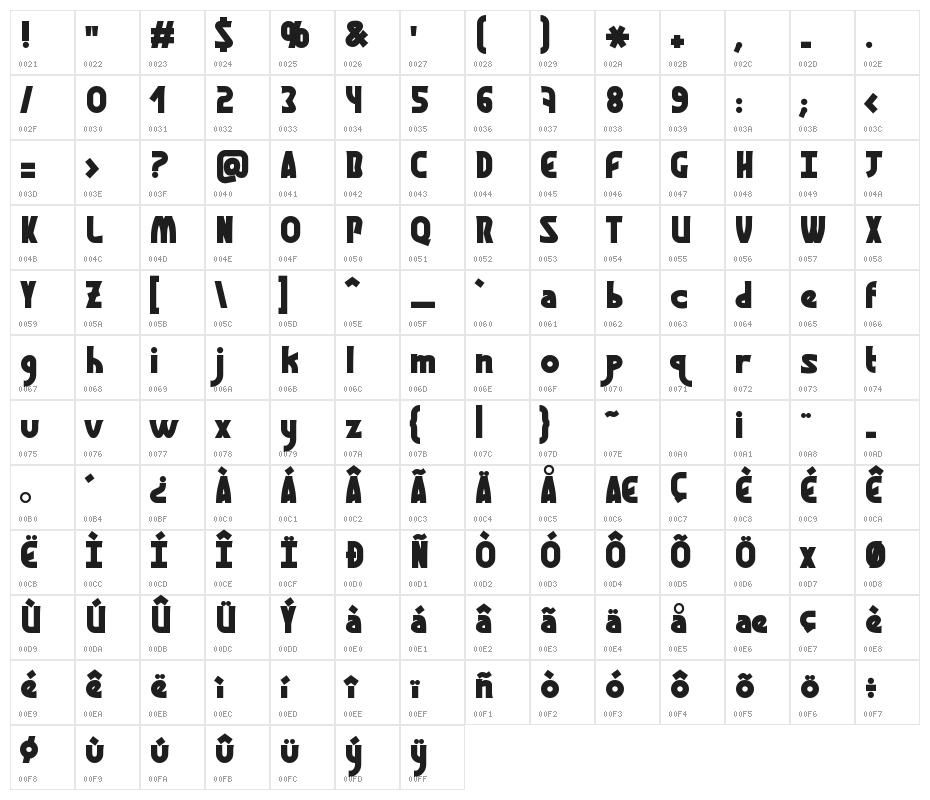 Graphisme Bold Character Map