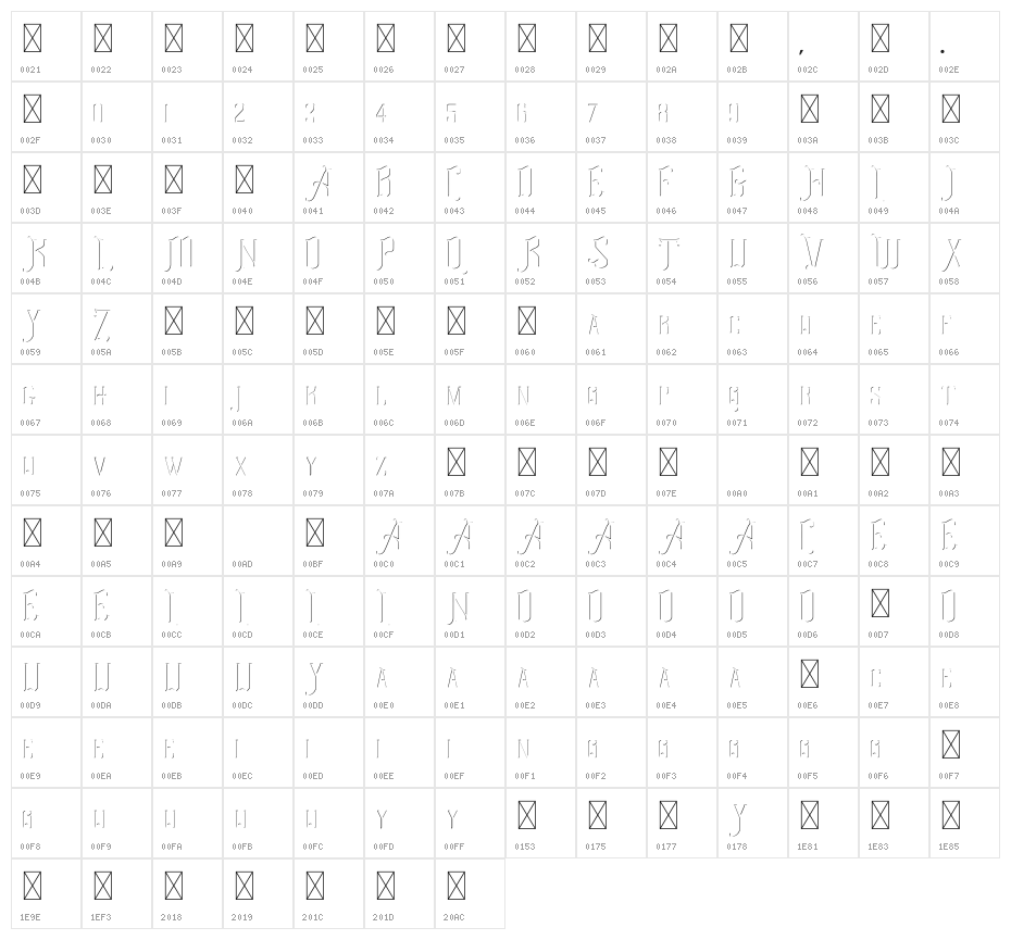 Graphite Inline Character Map
