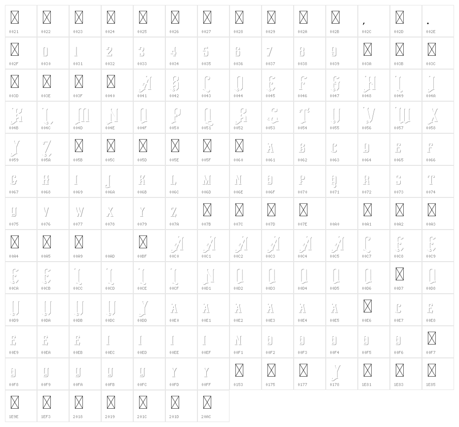 Graphite Striped Character Map