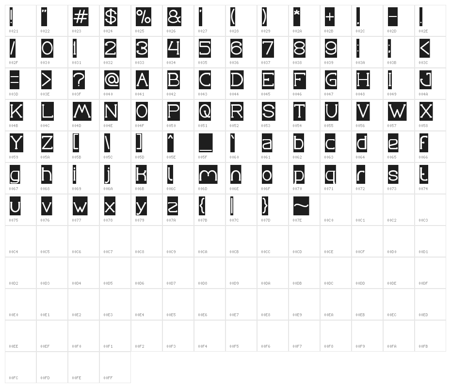 Grass Hopper-Inverse Character Map
