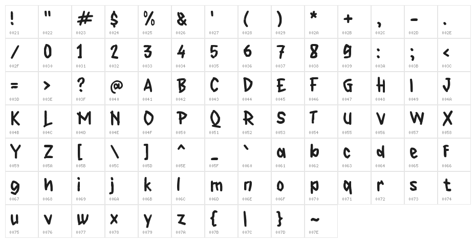 Grass Road Character Map