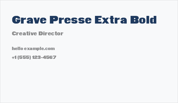 Grave Presse Extra Bold Business Card