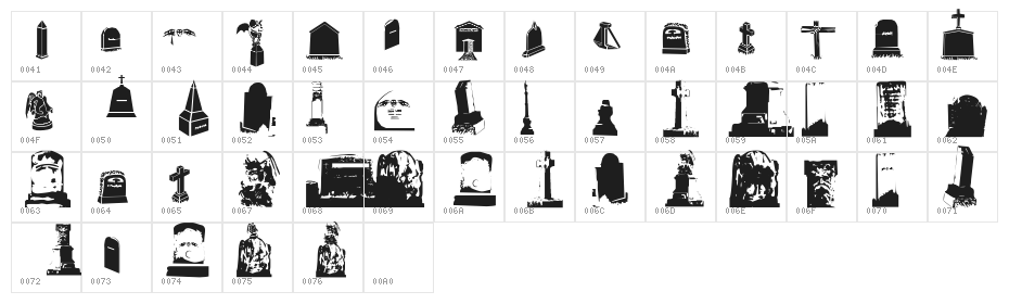 Gravestone bats Character Map